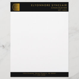 Elegant Black Gold Script Logo Chocolatier  レターヘッド