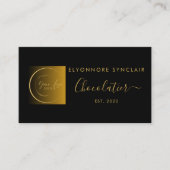 Elegant Black Gold Script Logo Chocolatier 名刺 (正面)