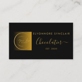 Elegant Black Gold Script Logo Chocolatier 名刺