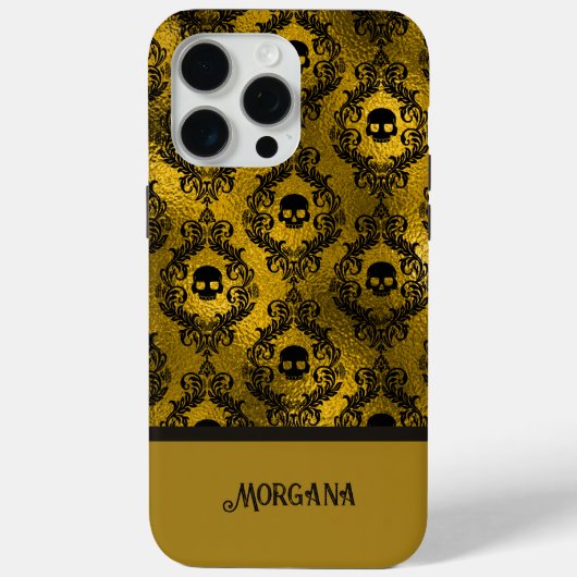 Elegant Black & Gold Skull Gothic Halloween Samsun Case-Mate iPhoneケース (裏面)