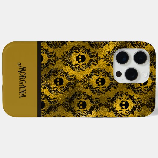 Elegant Black & Gold Skull Gothic Halloween Samsun Case-Mate iPhoneケース (裏面 (横))