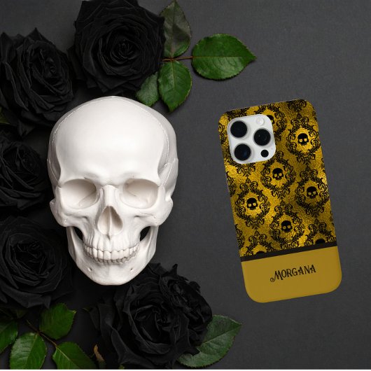 Elegant Black & Gold Skull Gothic Halloween Samsun Case-Mate iPhoneケース