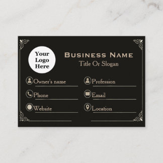 Elegant Black Gold Standard Business Card  名刺