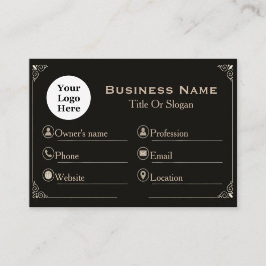 Elegant Black Gold Standard Business Card 名刺 (正面)