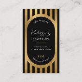 Elegant Black & Gold Stripes Hair Brows Lash Salon ロイヤリティカード (裏面)