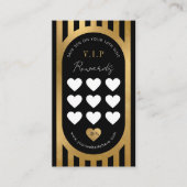 Elegant Black & Gold Stripes Hair Brows Lash Salon ロイヤリティカード (正面)