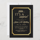 Elegant Black Gold Surprise 50th Birthday Party 招待状 (正面)
