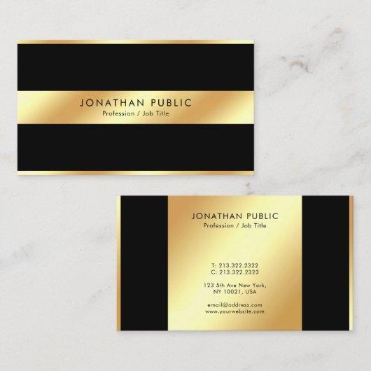 Elegant Black & Gold Template Professional Modern 名刺 (正面/裏面)