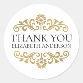 Elegant Black Gold Thank You Sticker ラウンドシール