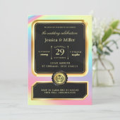Elegant Black & Gold Ticket Wedding Invitation 招待状 (スタンド正面)
