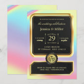 Elegant Black & Gold Ticket Wedding Invitation 招待状 (正面/裏面)