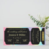 Elegant Black & Gold Ticket Wedding Invitation 招待状 (スタンド正面)