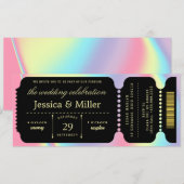 Elegant Black & Gold Ticket Wedding Invitation 招待状 (正面/裏面)