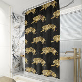 Elegant Black Gold Tiger Pattern シャワーカーテン