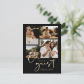 Elegant Black Gold Trendy Collage Wedding 4-Photo エンクロージャーカード (スタンド正面)