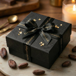 Elegant Black Gold Typography Chocolate サテンリボン