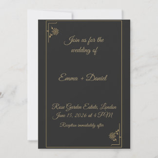 Elegant Black & Gold Wedding Invitation 招待状