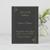 Elegant Black & Gold Wedding Invitation 招待状 (スタンド正面)