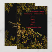 Elegant Black & Gold Wedding Invitation | Luxury  招待状 (正面/裏面)