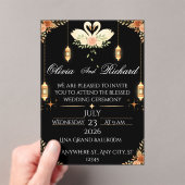 Elegant Black & Gold Wedding Invitation Template アクリル招待状 (インサイチュ (ポータブル))