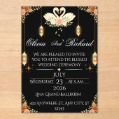 Elegant Black & Gold Wedding Invitation Template アクリル招待状 (正面)