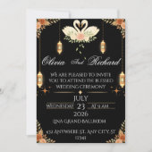 Elegant Black & Gold Wedding Invitation Template 招待状 (正面)