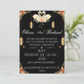 Elegant Black & Gold Wedding Invitation Template 招待状 (スタンド正面)