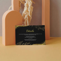 Elegant Black Gold Wedding Leaf Design Details
