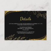 Elegant Black Gold Wedding Leaf Design Details エンクロージャーカード (正面)