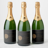Elegant Black & Gold Wedding – Personalized スパークリングワインラベル (ボトル)