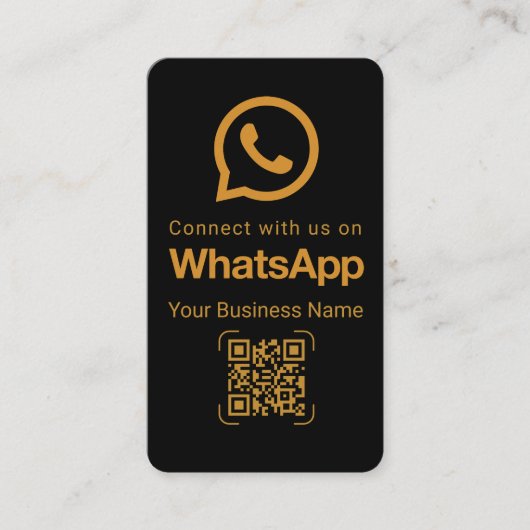 Elegant Black Gold WhatsApp QR Code 名刺 (正面)