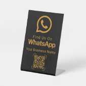 Elegant Black Gold WhatsApp QR Code Business Sign 台座サイン (正面)