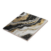 Elegant Black Gold & White Agate Marble Fluid Art タイル (側面)