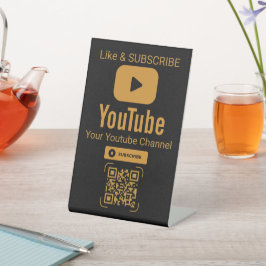 Elegant Black Gold YouTube QR Code Business Sign 台座サイン