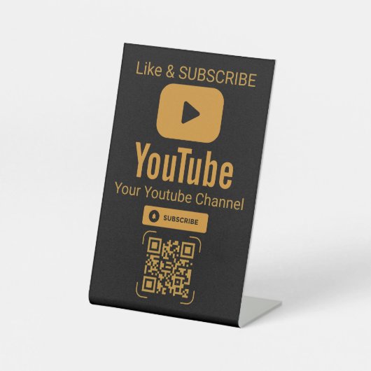 Elegant Black Gold YouTube QR Code Business Sign 台座サイン (正面)