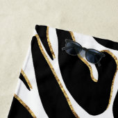 Elegant Black Gold Zebra White Animal Print ビーチタオル (インサイチュ)