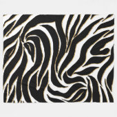 Elegant Black Gold Zebra White Animal Print フリースブランケット (正面(横))
