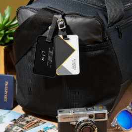 Elegant Black & Golden Border geometric Background ラゲッジタグ