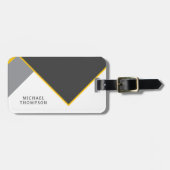 Elegant Black & Golden Border geometric Background ラゲッジタグ (正面横)