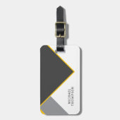 Elegant Black & Golden Border geometric Background ラゲッジタグ (正面縦)