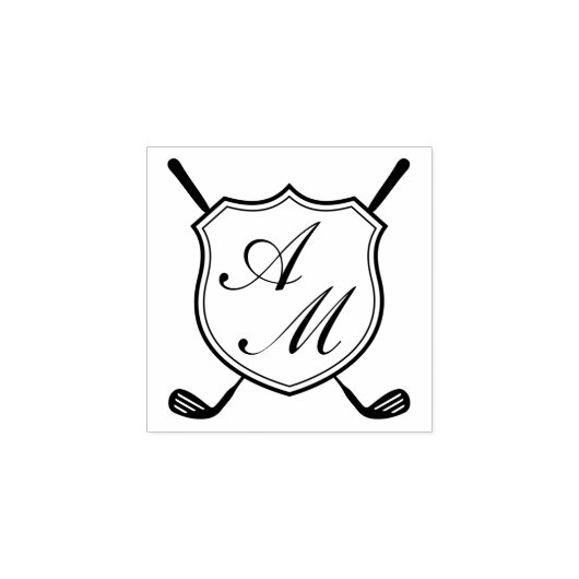 Elegant Black Golf Monogram Crest ラバースタンプ (インプリント)