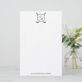 Elegant Black Golf Monogram Crest Stationery 便箋 (スタンド正面)