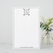 Elegant Black Golf Monogram Crest Stationery 便箋 (スタンド正面)