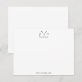 Elegant Black Golf Monogram Flat Note Card ノートカード (正面/裏面)