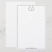 Elegant Black Golf Monogram Stationery 便箋 (正面/裏面)