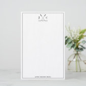 Elegant Black Golf Monogram Stationery 便箋 (スタンド正面)