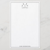 Elegant Black Golf Monogram Stationery 便箋 (正面)