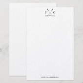 Elegant Black Golf Monogram Stationery 便箋 (正面/裏面)