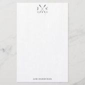 Elegant Black Golf Monogram Stationery 便箋 (正面)