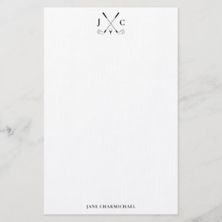 Elegant Black Golf Monogram Stationery 便箋